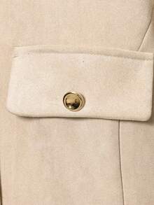 GDDYIN Women's Autumn New Elegant Retro Style Commuting Outfit Solid Color Front Buckle Belt Slim Fit Jacket Fall - Beige - View 10
