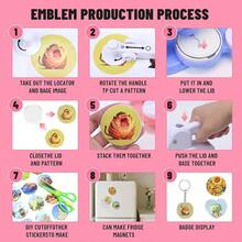 1 Set Badge Making Machine, 3-In-1 Round/Heart-Shaped Brooch Button Maker, Includes 36pcs Button Accessories And Tools, Can Make Fridge Magnets, Keychains, Brooches, Multi-Function Creative Press Machine Badge Punching Set, Suitable For School DIY Handmade Arts & Crafts Gifts, No Installation Required - A - View 6