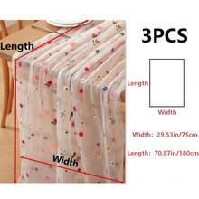 1/3/6Pcs 10Ft White Daisy Embroidered Sheer Tulle Lace Table Runner For Wedding, Romantic Coquette Cottagecore Bridal Shower Baby Shower Spring Easter Party Reception Dining Tablescape Decor - A - View 12