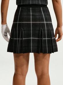 Nike Women's AS W NK FF Plaid Sweater Skirt Knit Mini Skirt IQ2700-010 - Black and White - View 3