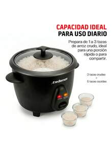 Redlemon Small 0.6L Non-Stick Electric Rice Cooker For 6 Cups Of Cooked Rice - 黑色 - 查看 4