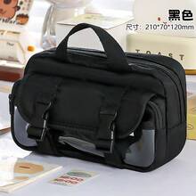 Double Button Layered Pencil Case/Storage Bag, Beige Plaid Toast Shaped Handbag, Fashionable Multi-Functional Stationery Storage Bag, Back To School Essential For Students - Multicolor - View 12