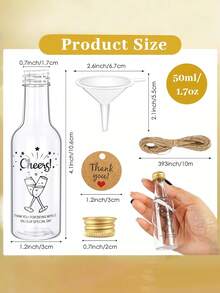50pcs Mini Wine Bottle Party Set,1.7oz / 50ml Multi-Purpose Wine Bottle, Equipped With Golden Spiral Cap, Funnel, Label And Ribbon,Empty Bottle Hold Juice, Alcoholic Beverages, Homemade Wine, Birthday Party Or Wedding Diy Party Gifts. - One Size - View 4