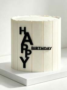 1/2/3/4pcs Fashionable Minimalist Black "Happy Birthday" Cake Toppers, Acrylic Cake Decorations - View 4