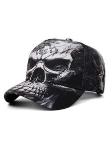 Vintage Washed Cute Ghost Baseball Cap, Adjustable Distressed Dad Hat, Daily Wear & Outdoor Leisure Sun Hat, Perfect Halloween Gift, Halloween Costume Inspiration - Full Print-skull - View 15