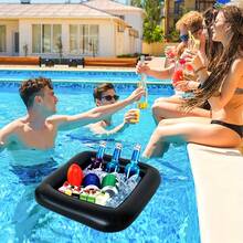 Inflatable Ice Bar Floating Drink Cooler, PVC Floating Beer Tray Pool Float Serving Bar For Summer Swimming Pool Beach Party - White - View 6