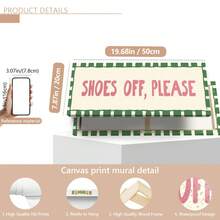 1pc "Please Remove Shoes" Sign Print, Hallway Or Entryway Artwork, Green Plaid And Pink Quote (Frame Not Included) - Canvas Wall Art, Perfect Home, Dorm And Living Room Decor, Birthday And Graduation Gift. - A - View 11