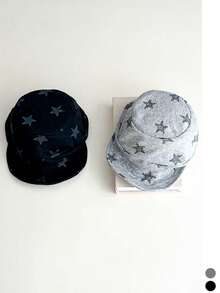 1 buah Topi Datar Motif Bintang Vintage yang Dicuci, Topi Wanita Ukuran Besar yang Nyaman untuk Kepala Lebar, - MultiWarna - View 9