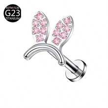 1pc G23 Titanium Internal Thread 1.0/1.2mm Butterfly, Flower, Heart, Cross Shaped Stud Earring Cartilage Piercing Jewelry Suitable For Women's Daily Wear - Pink - View 60
