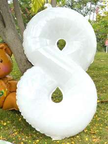 32-Inch Large White Numbered Aluminium Foil Balloon, Birthday Celebration Party Decorations, Festival Dressing Props, - White - View 10