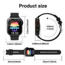 Kids Smart Watch With Silicone Sports Band, Call & Text, Pedometer, Calorie Tracker, Multiple Sports Modes, Call & Message Notifications, Full Screen Touch, Android & IOS Compatible, Fun Gift - Black - View 2