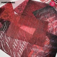 12入/組 半透明高級酒紅深色圖案英文字體硫酸紙 復古深紅字體素材 硫酸紙手帳裝飾 DIY Junk Journal 日記本素材紙 信封賀卡裝飾 (2D平面 A5) - A - 查看 8