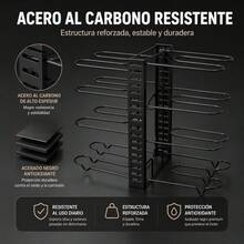 Adjustable Black Carbon Steel Pot And Pan Organizer, Double-Sided 8-Tier Kitchen Storage Rack For Cabinets And Countertops, 42x20x54.5cm - 黑色 - 查看 8