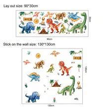 1pc Cartoon Jurassic Dinosaur Wall Sticker, Cute Dinosaur Decal For Kindergarten Children's Room Decoration - B - View 4
