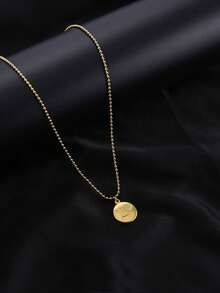 Heart Eye Face Round Bead Necklace, Cute & Fun Pendant Versatile Collarbone Chain, Ins Popular All-Match Accessory, Fresh & Minimalist Style Suitable For Daily Commute, Casual Date, Unisex, Best Friends, Couples, Delicate & Exquisite, Looks Great Worn Alone Or Layered, Perfect For Gifting Or Self-Use With Full Atmosphere - Face Pendant Necklace - View 4