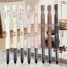 Black Neutral Pen - Coffee Theme Style, Quick-Drying Ink, 0.5mm Fine Tip, Suitable For Journaling, Note-Taking, Office And School Use; Neutral Brown Tone, 5.15 Inches Long, Smooth Writing, Quick-Drying Ink (Random Style) - Random Style - View 2