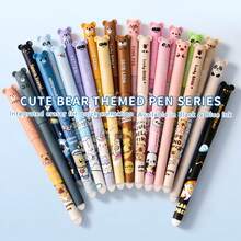 14pcs/35pcs Random Animal Pattern Erasable Ballpoint Pens, 0.5mm Blue Ink With Eraser, Fun Learning Stationery Supplies, Back To School Gift, Suitable For Students - Multicolor - View 10