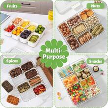 Snackle Box With Lid And Handle, Multi-Compartment Divided Snack Serving Tray, Dishwasher Portable Airtight Food Container Plane, Travel & Picnics, Party Organiser Fruit, Sweets - Cream White - View 4