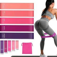 5pcs Resistance Band Set, Fitness Bands For Hip And Leg Workout, Yoga Pilates Home Gym Training, With Storage Bag - A - View 3