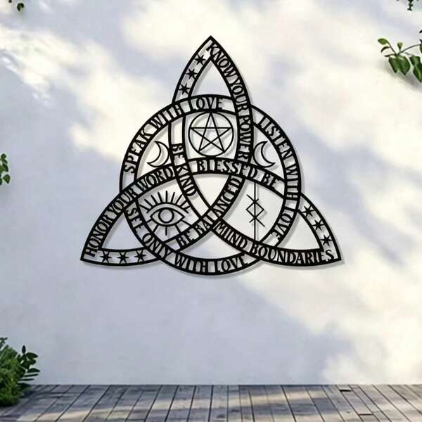 1 pieza Decoración de pared de acrílico con nudo celta de la bruja de la bondad, símbolo de triple infinito, nudo celta, colgante de pared de infinito irlandés, decoración de pared creativa, decoración del hogar moderna y única, regalo de inauguración de la casa