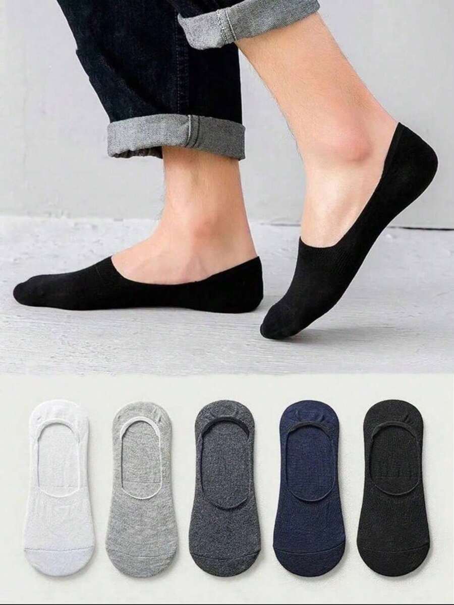15/10/15/20/30 Pairs Men's Solid Color Low-Cut Invisible Boat Socks, Breathable Anti-Slip Low-Top Short Socks For Summer, Casual Versatile Multi-Pack - Multicolor - View 1