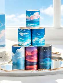 6-Roll Box Set Of Washi Tape Featuring Natural Scenery And Sky Landscapes, A Beautiful Tape Set For DIY Planners, Diaries, Decoration Stickers, And Stationery Supplies - Sets - View 13