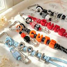 [Customized]1pc Handmade Woven Nylon Keychain, Customized Acrylic Letter, Birthday/Teacher/Graduation Season Gift - Multicolor - View 5