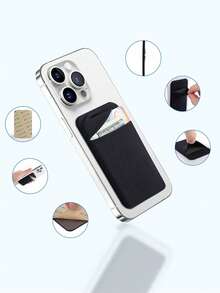 3M Self Adhesive Anti-Fall Phone Card Holder, Expandable Covered Sticky Pocket For Cards Cash Earbuds, Minimalist Travel Integrated Storage Sleeve - Multicolor - View 6
