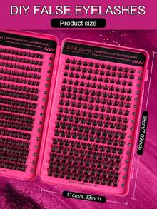 448 Clusters DIY Faux Mink Eyelashes, D Curl, Dense & Fluffy, 8-16mm Mixed Length, Eye-Catching Makeup, Optional Glue, Remover And Tweezers, Lightweight & Reusable, High Value, Suitable For Beginners, Versatile For Multiple Occasions - Black - View 3