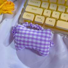 1 Pc Assorted Gingham Wrist Rest Pillow, Cute Plush Fabric Bone-Shaped Cushioned Wrist Support With Elastic Strap, Soft Ergonomic Hand Rest Pad For Mouse, Keyboard, Typing, Office Desk, Study, Home And Everyday Computer Use - Multi-color - View 17