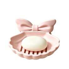 1pc Bowknot Shell Shaped Soap Dish, Thickened Ceramic Material With Hollow Drainage Design For Quick Drying, Countertop Storage Keeps Soap Dry And Durable, Suitable For Exquisite Home Decor Enthusiasts, Bathroom Sink Soap Storage, Say Goodbye To Sticky Soap Dishes And Refresh Your Countertop, Desktop Storage Tray For Toiletries - White - View 7