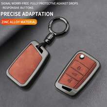 Zinc Alloy Car Key Protective Case With Ring, Compatible With Leon/Ibiza/Ateca/Arona/Toledo/Altea/Exeo/Mii/Golf/Tiguan/Passat/Jetta/Polo/Touran/Beetle/Caddy, Double-Sided Protective Cover, Provides Comprehensive Protection For Key Fobs, Perfect Car Accessory For Car Owners - Round Button - View 7