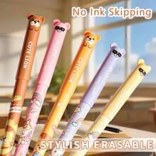 14pcs/35pcs Random Animal Pattern Erasable Ballpoint Pens, 0.5mm Blue Ink With Eraser, Fun Learning Stationery Supplies, Back To School Gift, Suitable For Students - Multicolor - View 11