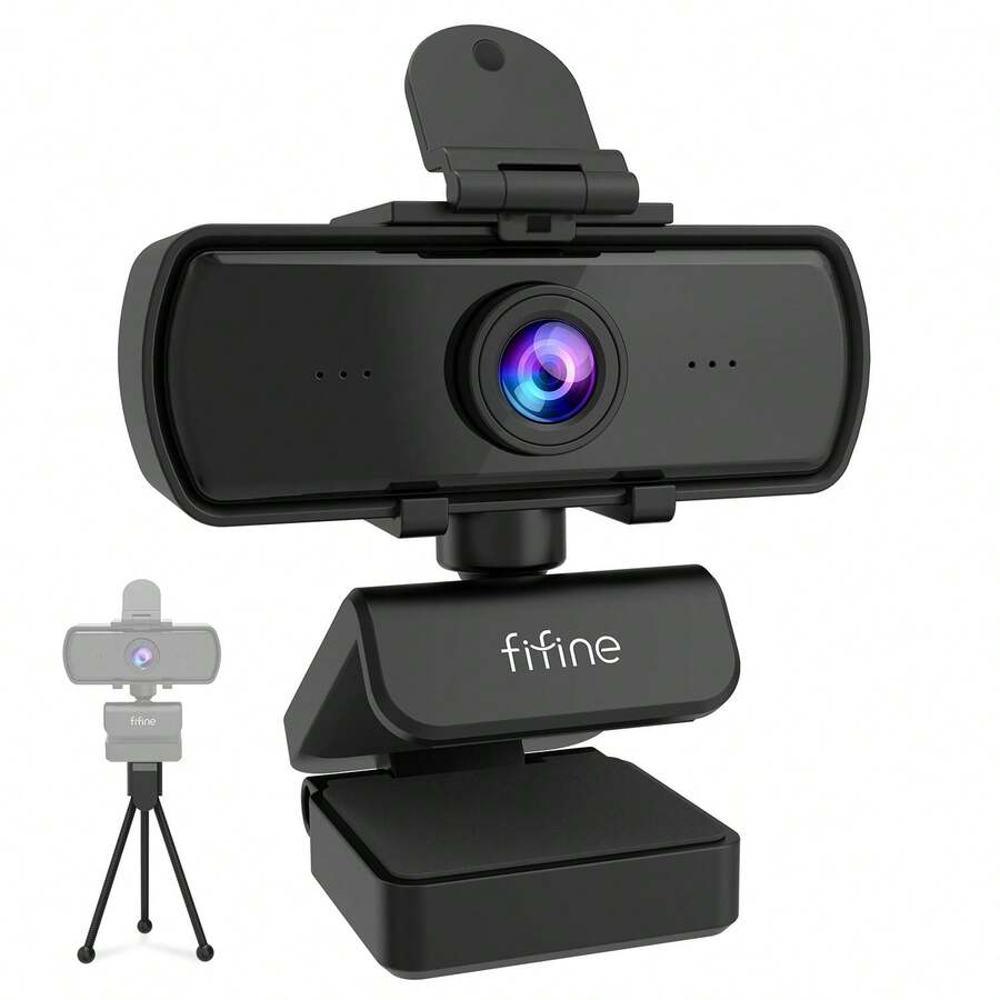 1440P Full HD Computer Webcam, Supports Auto Focus And Built-In Noise Cancelling Microphone, With Tripod Stand, Privacy Cover, 108 Degree Wide Angle, USB Connection, Rotatable Camera, Suitable For Meetings, Live Streaming, FIFINE K420