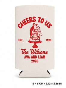 Personalized Wedding Can Coolers, Custom Text Can Sleeves For Reception Drinks, Bride And Groom Cake Design, Wedding Favors For Guests - Multicolor - View 11