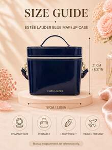 Kotak Kosmetik Estée Lauder Biru 18*21cm, Mengkilap dengan Lapisan Cermin, Dilengkapi Pegangan dan Tali Bahu, Cocok untuk Penyimpanan Kosmetik dan Perjalanan - Biru - View 4