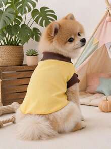 1PC 2026 New Pet Clothes Small Dog Puppy Cat Cute Pet Simple Versatile Fitted Comfortable Breathable Skin-Friendly Rolled Hem Undershirt - Yellow - Yellow - View 2