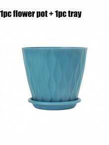 2pcs/Set Wavy Plastic Flower Pot, Suitable For Indoor/Outdoor Planting, With Drainage Holes And Tray, Waffle Texture Flower Pot, Ideal For Indoor Plants, Suitable For Carnivorous Plants, Ficus Lyrata (1 Pot + 1 Base) - Multicolor - View 15