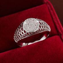 1pc Fashion Geometric Hollow Round Design Cubic Zirconia Women's Ring - Multicolor - View 5