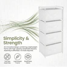 Clothes & Accessories Storage Tower – Drawer Chest For Bedroom & Wardrobe Organisation - White 4-tier - View 5