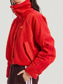 Adidas Women's NYR WARM JKT Knit Collarless Jacket KH2661 - Red - View 6