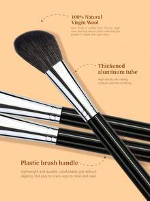 Slanted Cheekbone Blush Brush Contour Brush Multi-Functional Professional Makeup Tool With Wool Bristles For Better Pigment Pickup - Black - View 5