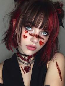 3 buah Tato Temporer Bekas Luka Zombie Halloween, Pola Bekas Luka & Jahitan Realistis, Mudah Digunakan, Cocok untuk Seni Tubuh dan Dekorasi Pria dan Wanita, Sempurna untuk Dekorasi Pesta dan Perayaan Hari Raya - Merah - View 3