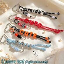 [Customized]1pc Handmade Woven Nylon Keychain, Customized Acrylic Letter, Birthday/Teacher/Graduation Season Gift - Multicolor - View 9