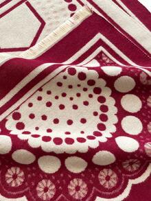 1pc Faux Cashmere Elegant Floral Pattern Jacquard Warm Scarf For Women, Air-Conditioned Room Blanket, Autumn/Winter Outdoor Travel Cold Protection Neck Warm Decorative Scarf Shawl Dual-Use, Suitable For Daily Matching, First Choice For Gifts - Burgundy - View 4