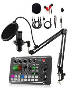 Kit Mikrofon Kondensor BM800 + Kartu Suara F998, Cocok untuk Perekaman Komputer, Obrolan Suara Game, Pengambilan Sampel Berkualitas Tinggi, Penggunaan di Rumah, Juga Hadiah Ideal untuk Ulang Tahun, Natal, Thanksgiving, Tahun Baru - XLR - View 16