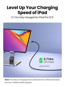 UGREEN 5A 100W E-Marker USB 2.0 Type-C 轉 Type-C 快充線，相容 15/16 Pro Max、Samsung S24/S23/S22，20V 5A 鍍鎳接頭，相容 MacBook、iPad Pro、平板電腦、筆記型電腦 - 黑色 - 查看 4