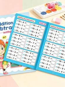 1pc Addition & Subtraction Within 20 Children's Math Workbook, Kindergarten Fun Arithmetic Problems, Home Classroom Travel Early Education Enlightenment Practice Book, Suitable For Preschool And Kindergarten Stage, Includes Math Activity Manual, Educational Learning Worksheets, Aimed At Cultivating Early Math Skills, Suitable For Home Teaching And Classroom Use - Multicolor - View 9