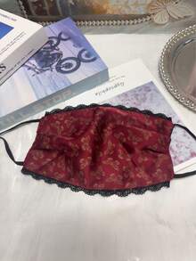 1pc Women's Black Lace Butterfly Face Mask, Breathable Decorative Mask For Daily Wear - Multicolor - View 3