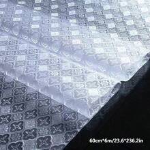 1 Roll Vintage Geometric Pattern Glass Film, Privacy Window Film, Glass Window Film, Reusable Non-Adhesive Glass Decorative Film For Home And Office Decor - Clear - View 21